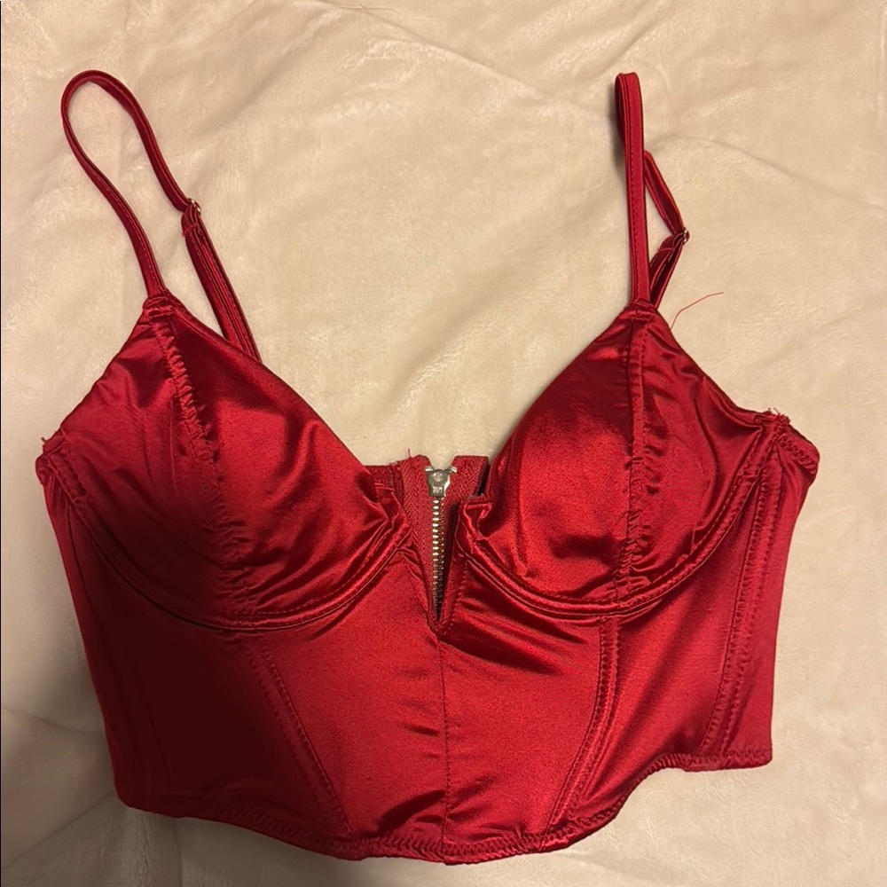 Red Satin Women's Bustier